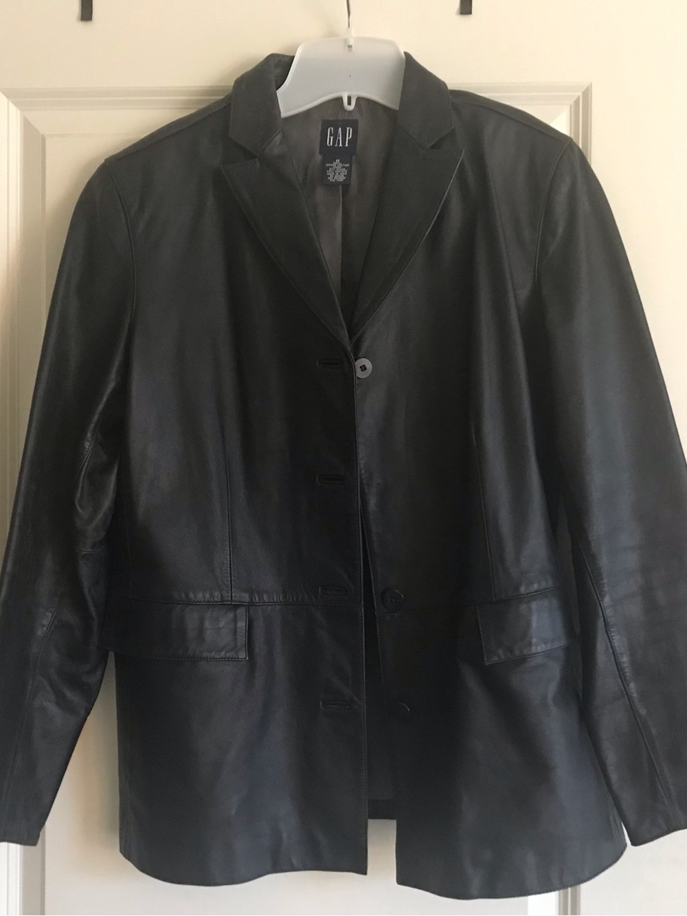 GAP Black Leather Blazer Jacket